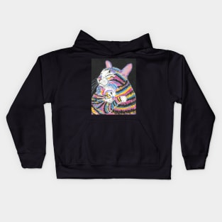 Mother and baby cat kitten abstract colorful Kids Hoodie